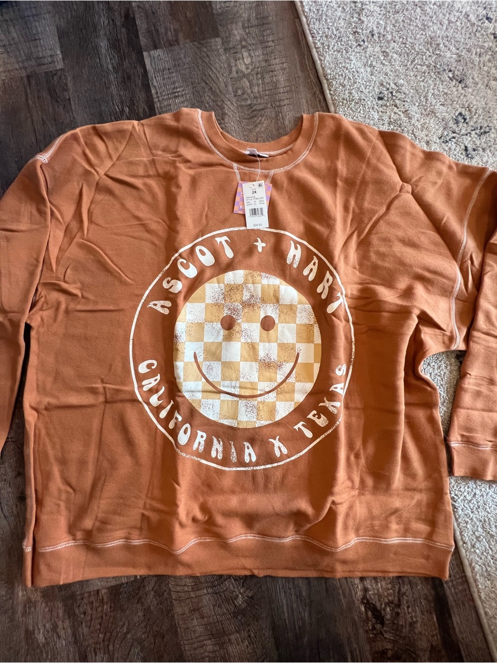 Ascot + Hart Orange Graphic Crewneck Sweatshirt